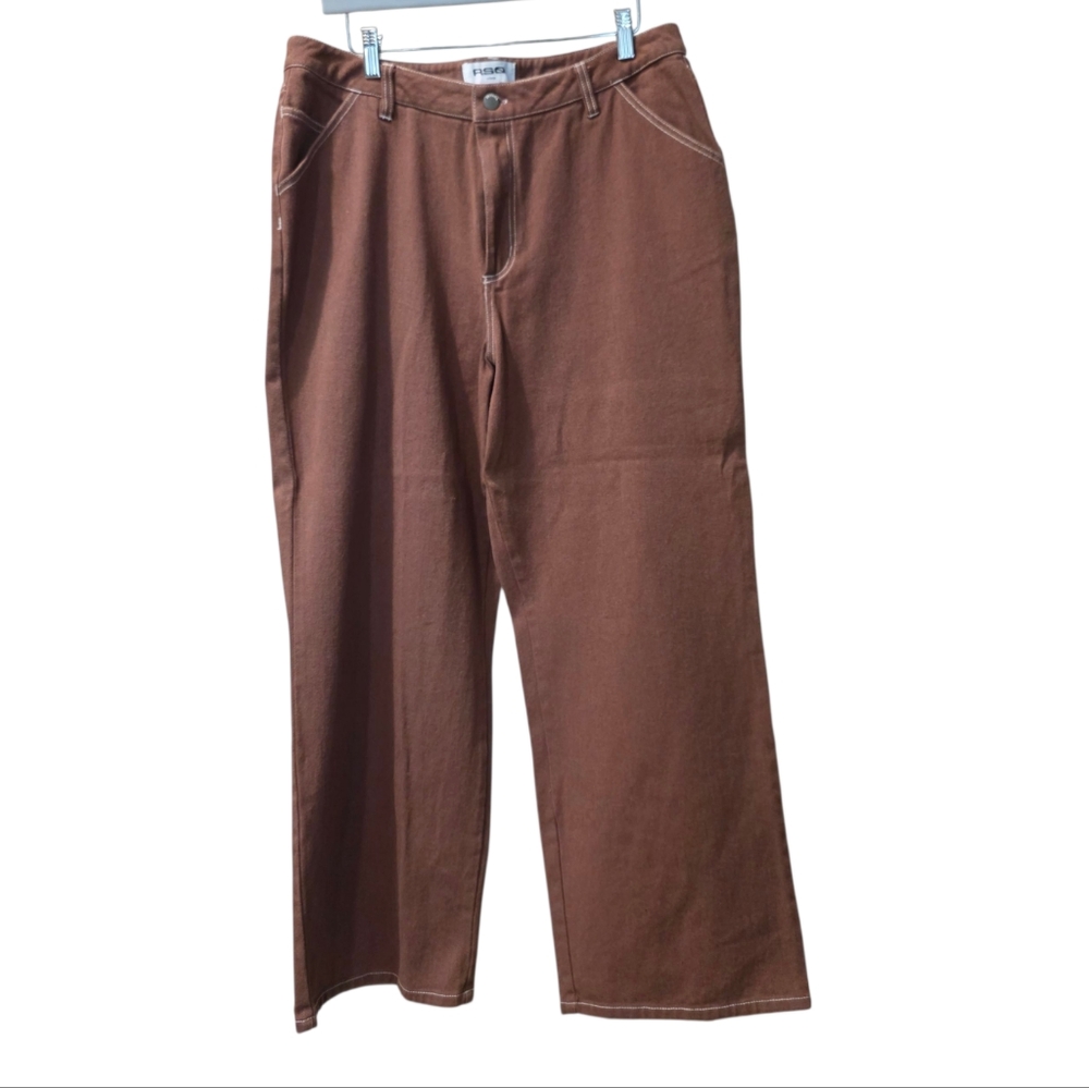 RSQ Womens High Rise Relax Carpenter Wide Leg Pants Brown XXL